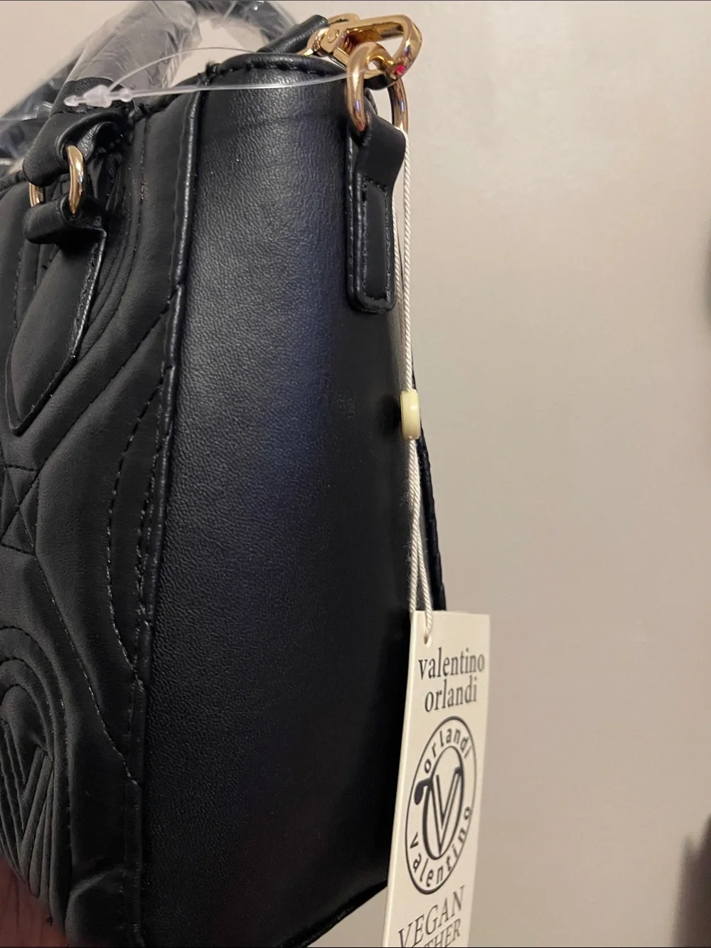 Valentino Orlando Quilted Satchel with Embossed V Pattern